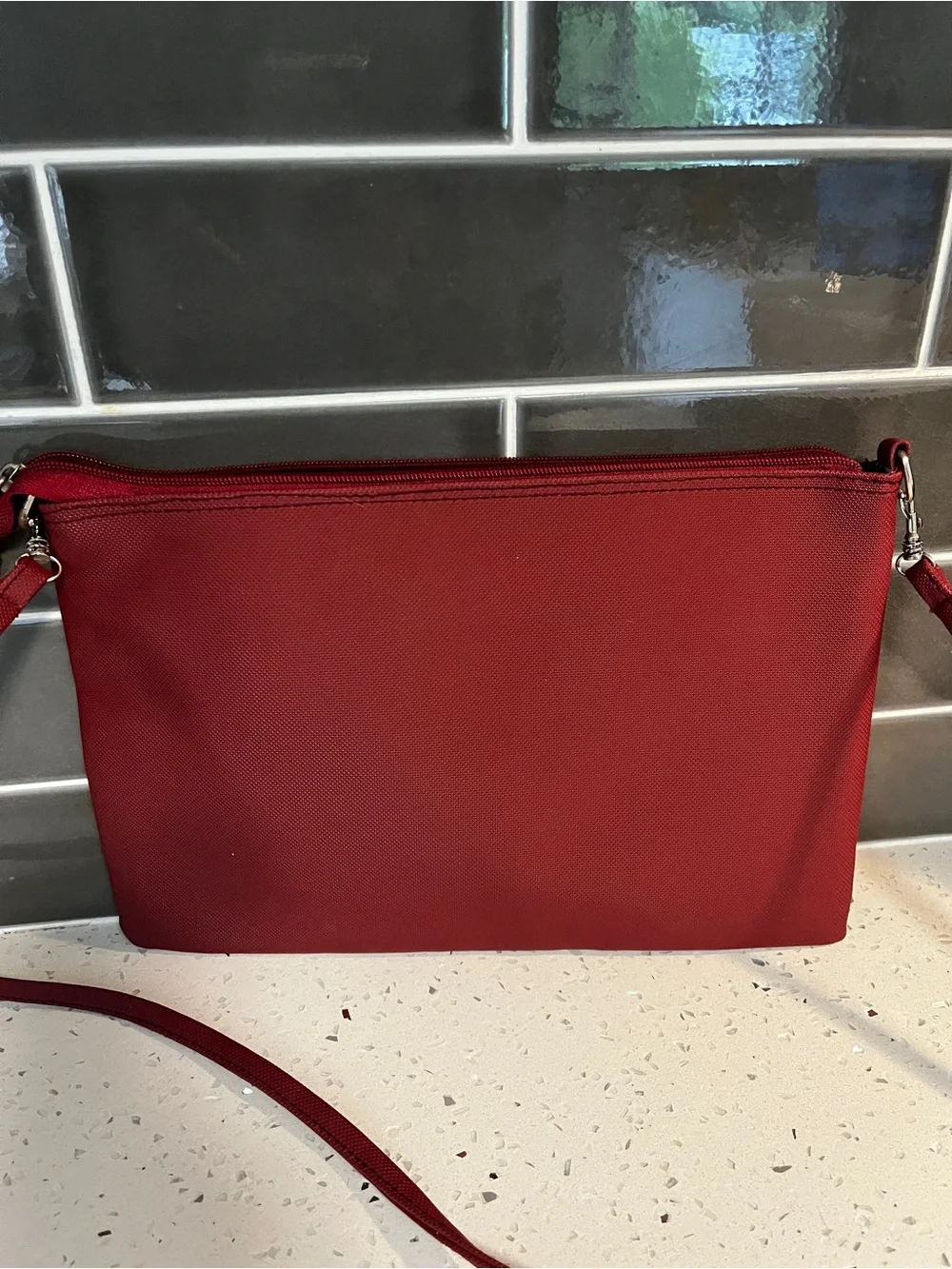 Lacoste Vintage Red Burgundy Crossbody Nylon Shoulder Bag